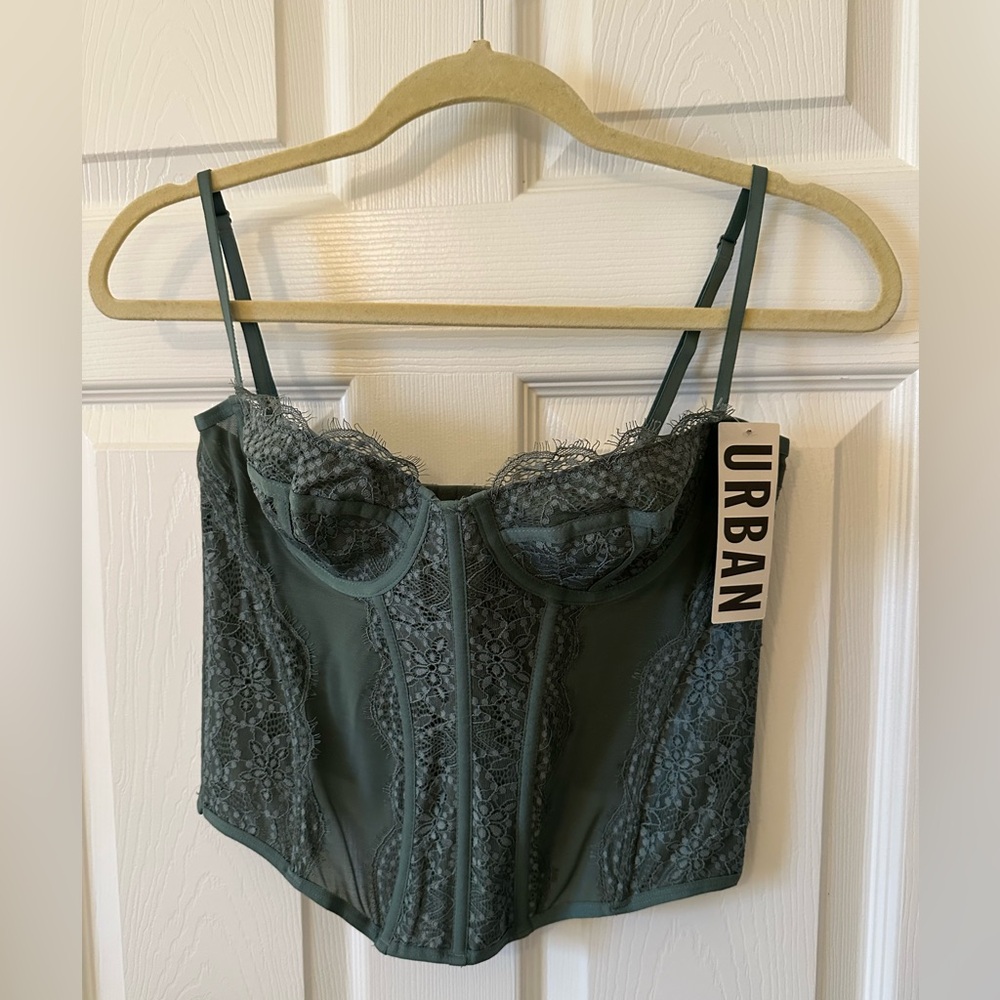 NWT Urban Outfitters Out From Under green corset top L
